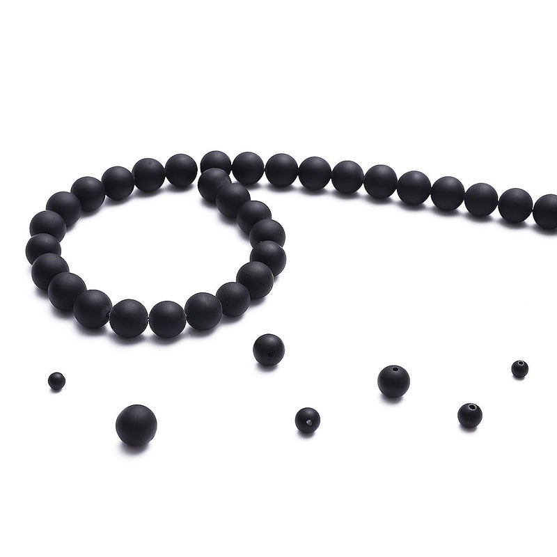BEADIA Matte Black Onyx Natural Stone Round Loose Semi Gemstone Beads for Jewelry Making 4MM 89PCS - Image 2